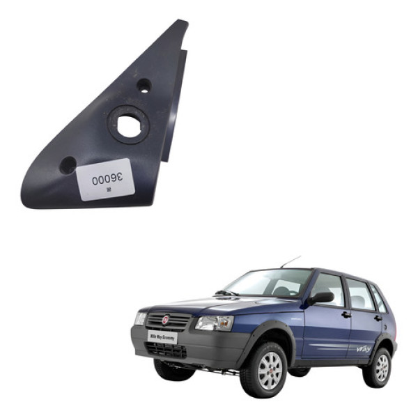 Moldura Retrovisor Esquerdo Fiat Uno Mille 2004 2012 43890 Preto