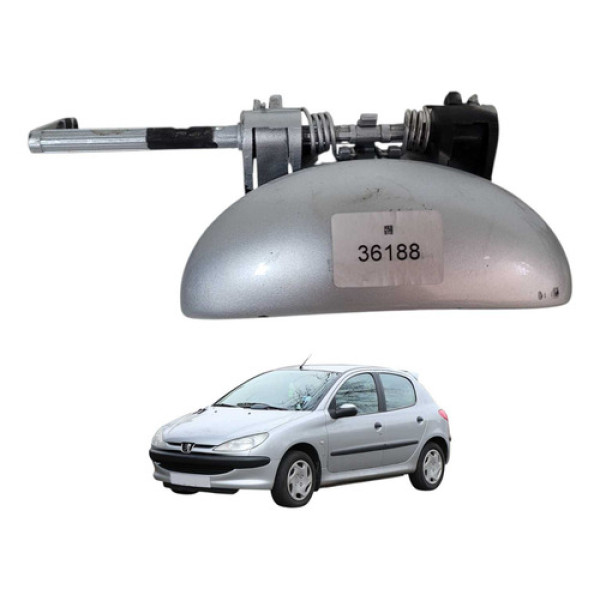 Maçaneta Externa Porta Dianteira Direita Peugeot 206 2008 Prateado Dianteira