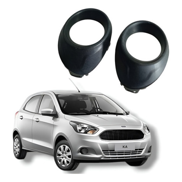 Par Moldura Farol Milha Ford Ka 2017 Preto Ambos Os Lados