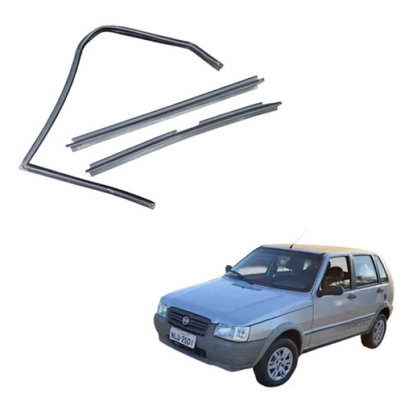 Kit Borracha Pestana Porta Diant Le Fiat Uno Mille 1995 2012 Preto