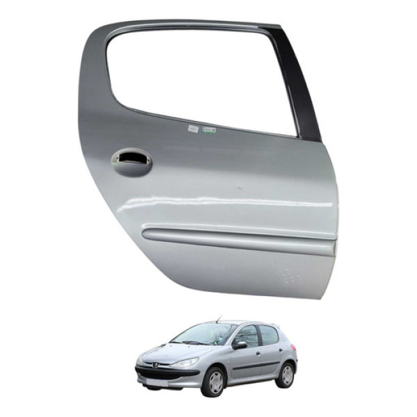 Porta Traseira Direita Peugeot 206 207 2002 2012 Traseira Direita Prateado