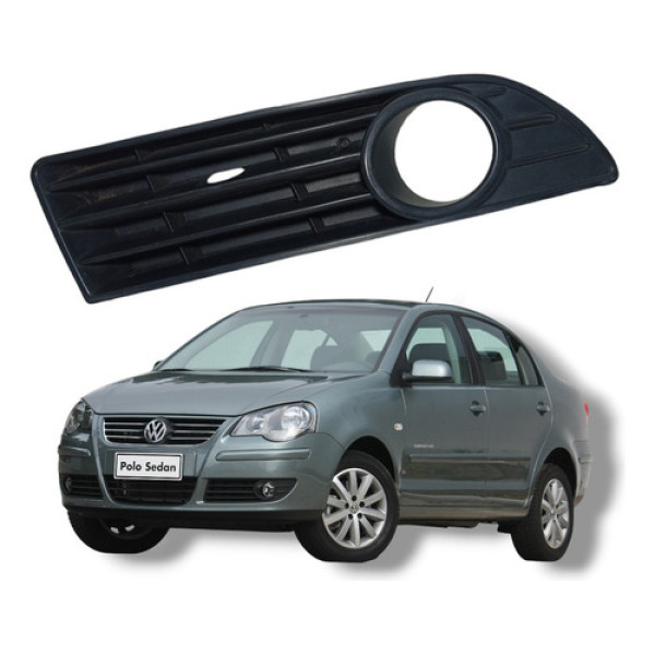 Grade Dianteira Esquerda Farol Milha Vw Polo Sedan 2008 2013
